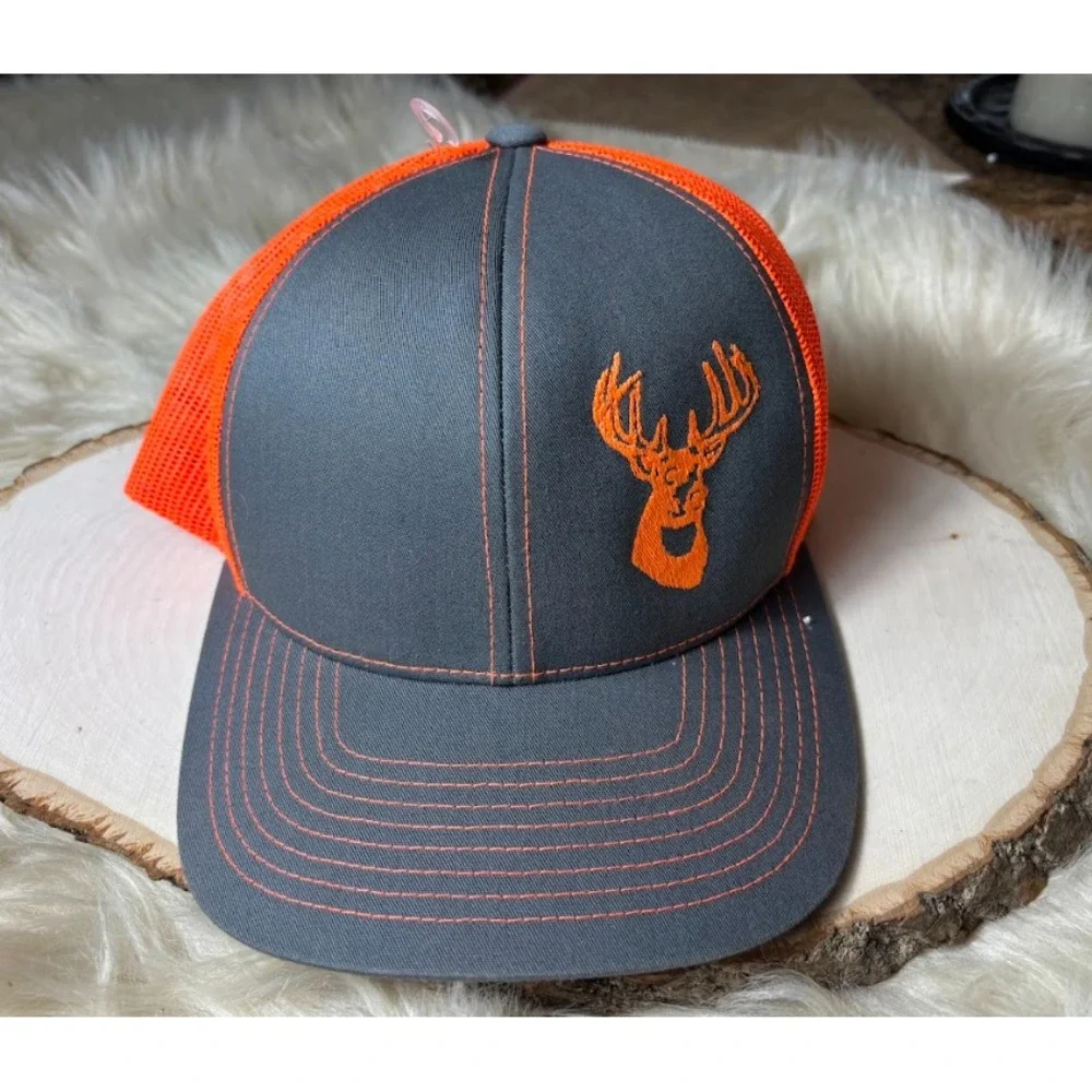 Pacific Headwear Snapback Hat Orange Gray Deer Hunting Outdoor Adjustable‎ NWOT